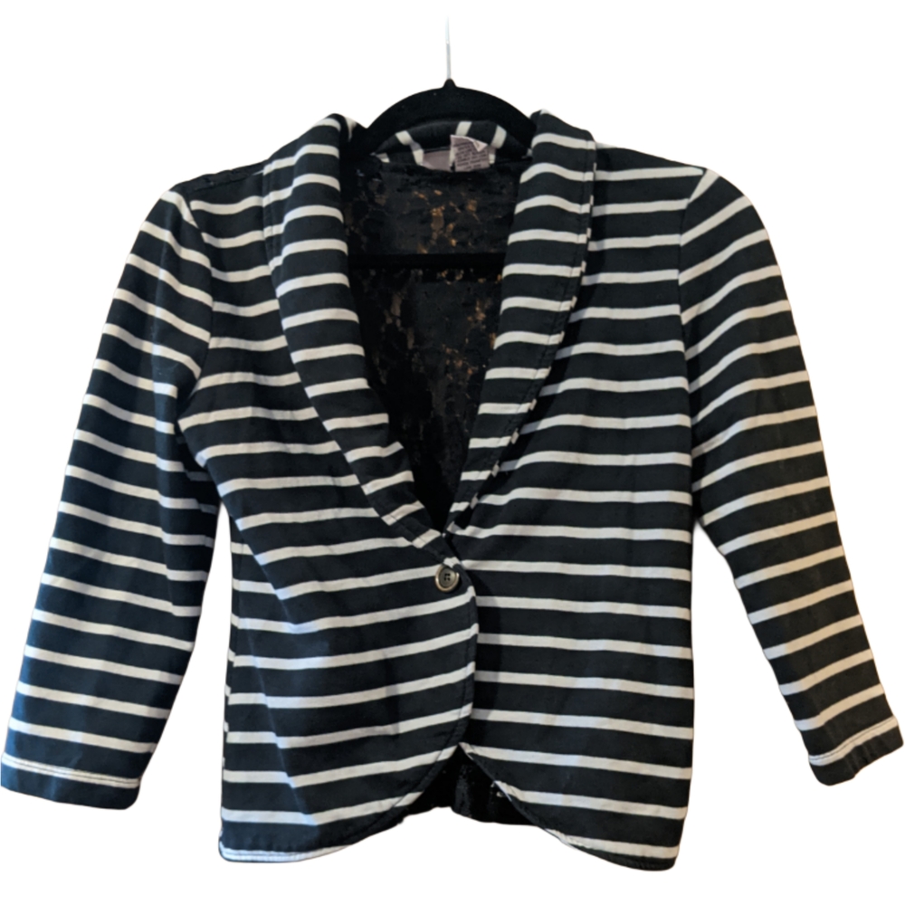 Love on a Hanger Black and White Striped Blazer
